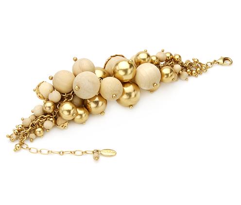 PILGRIM 40mm WIDE WOOD BEADED BRACELET-23CM